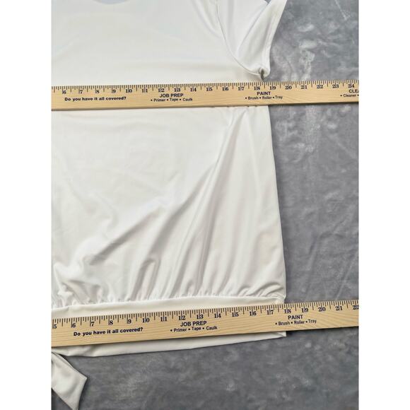Lands End Swim Top Womens Small 6-8 White Tie Front Short Sleeve Blouson UPF 50 - Picture 5 of 15